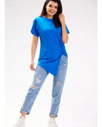 Tricou dama,  Bumbac, Albastru, Albastru