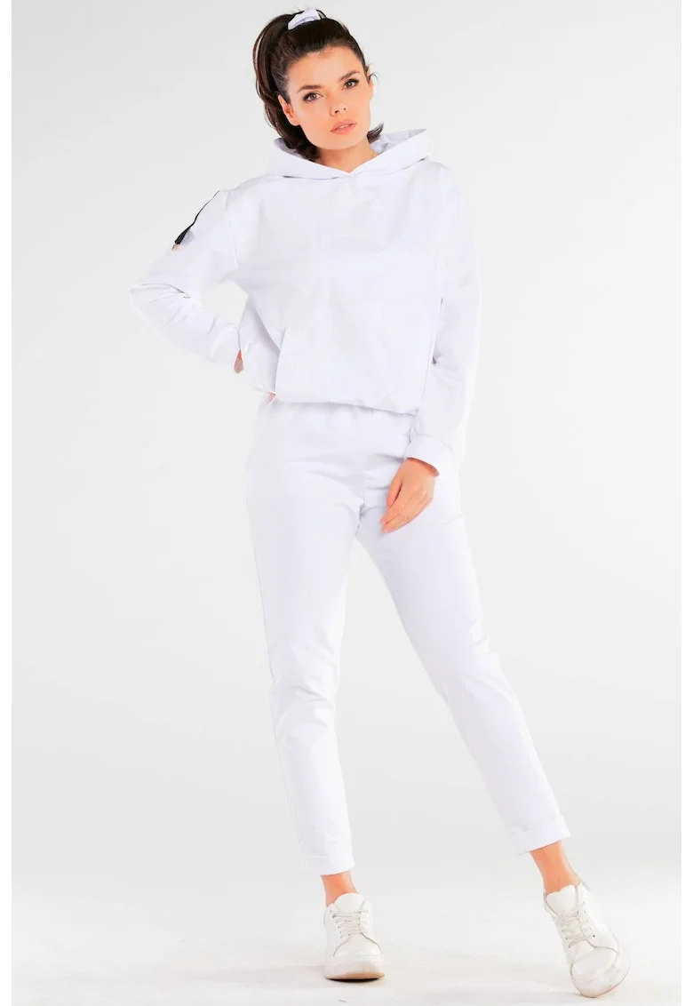 Pantaloni dama,  Bumbac/Elastan, Alb, Alb