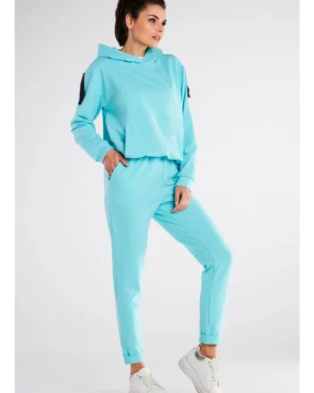 Pantaloni dama,  Bumbac/Elastan, Albastru, Albastru