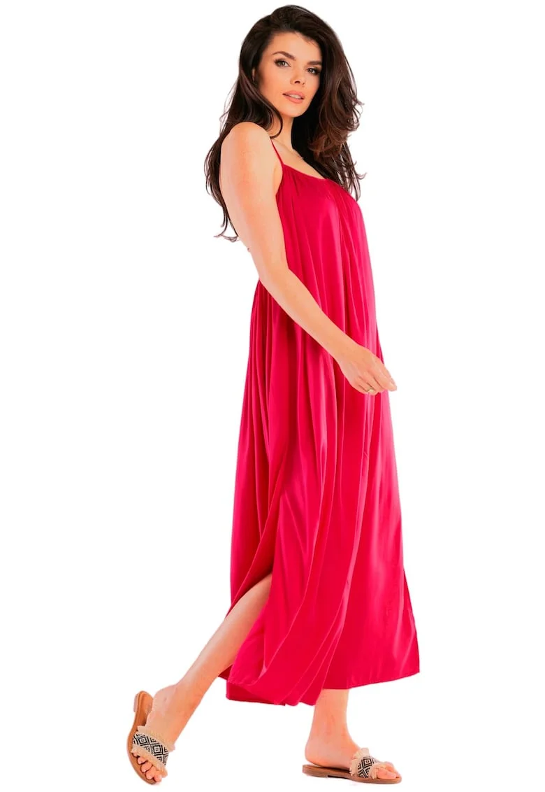 Rochie  Viscoza, Bej, Fucsia