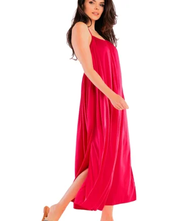 Rochie  Viscoza, Bej, Fucsia