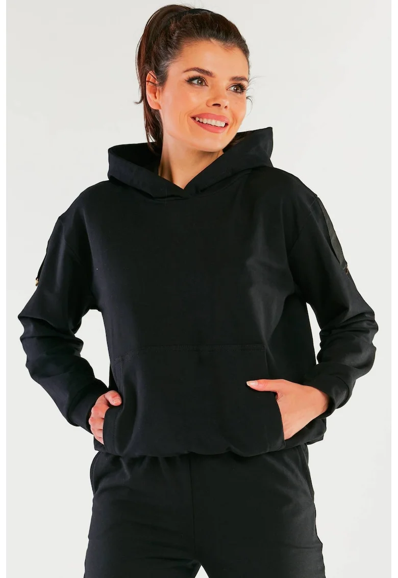 Hanorac dama,  Bumbac/Elastan, Negru, Negru
