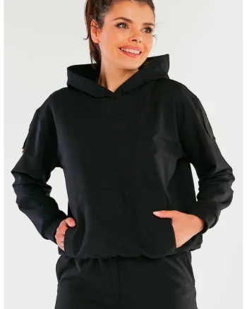 Hanorac dama,  Bumbac/Elastan, Negru, Negru