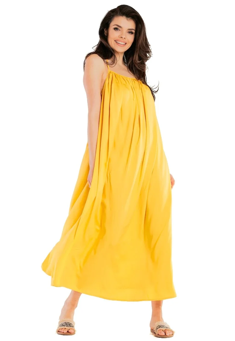 Rochie  Viscoza, Bej, Galben