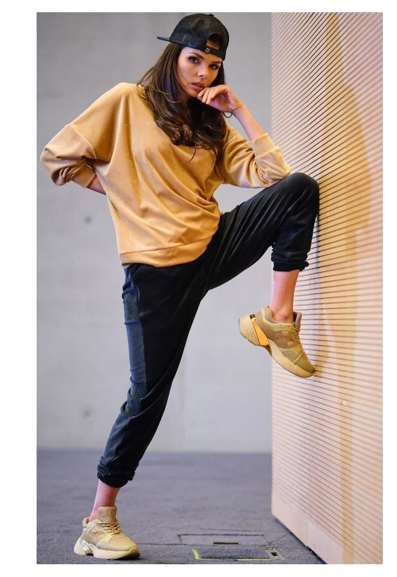Pantaloni  Poliester, Negru, Negru