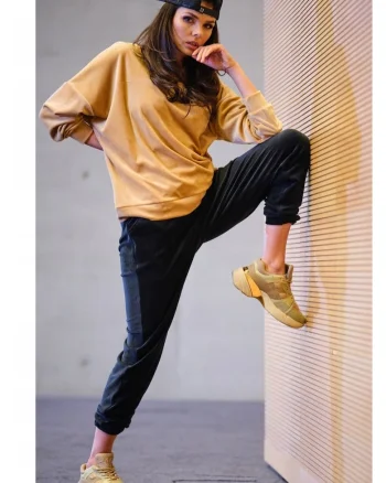 Pantaloni  Poliester, Negru, Negru