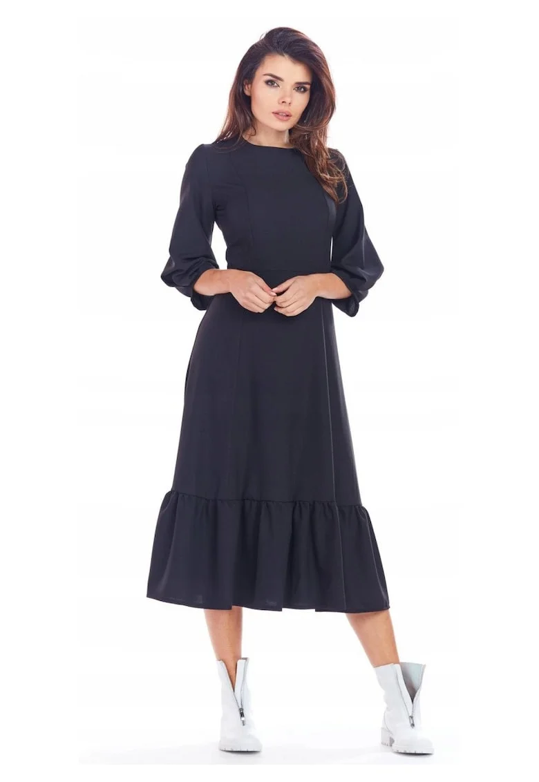 Rochie A345,  Poliester/Elastan, Negru