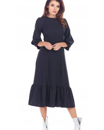 Rochie A345,  Poliester/Elastan, Negru