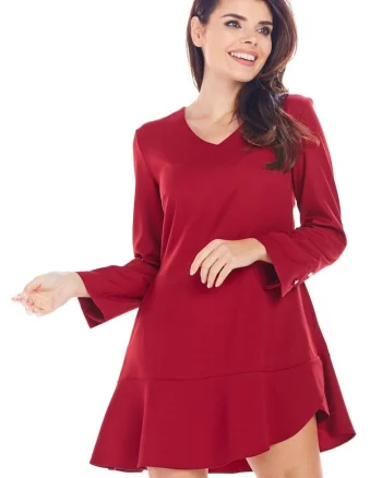 Rochie A344,  Poliester/Elastan, Rosu