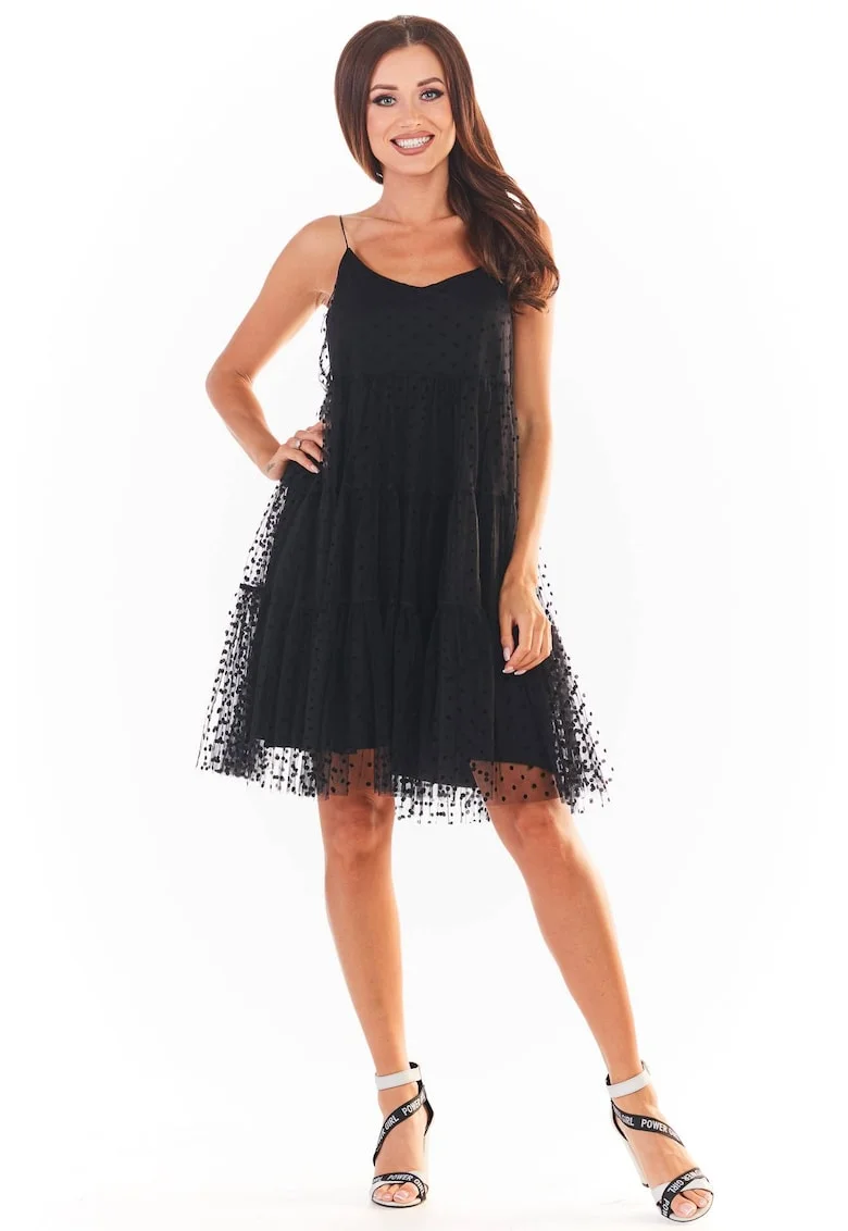 Rochie A356,  Poliester, Negru