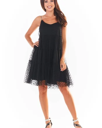 Rochie A356,  Poliester, Negru