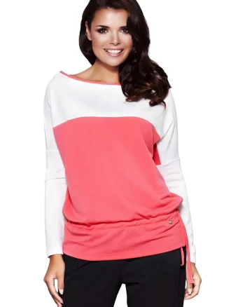 Bluza dama,  Poliester/Viscoza, Roz/Alb