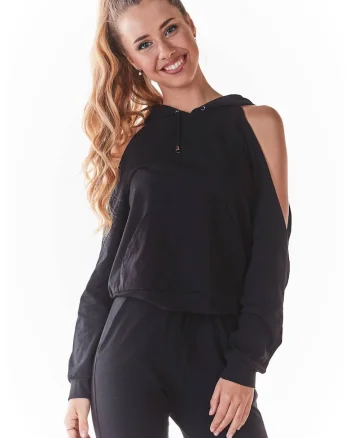 Hanorac dama,  Bumbac/Lycra, Negru