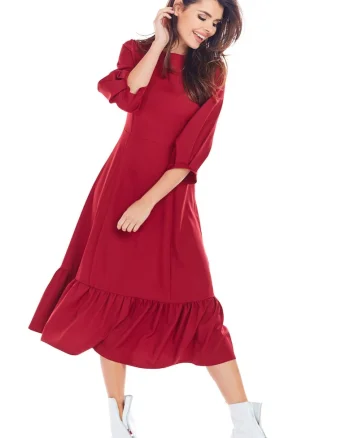 Rochie A345,  Poliester/Elastan, Rosu