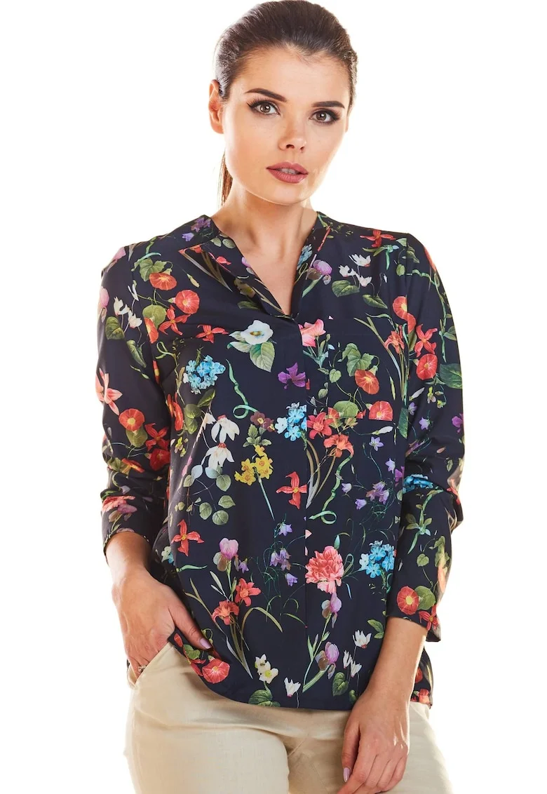 Bluza dama,  Poliester, Bleumarin, cu maneca lunga