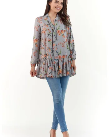 Bluza dama,  Poliester/Elastan, Gri