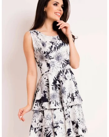 Rochie dama  Poliester, M126 - Alb/Bleumarin -