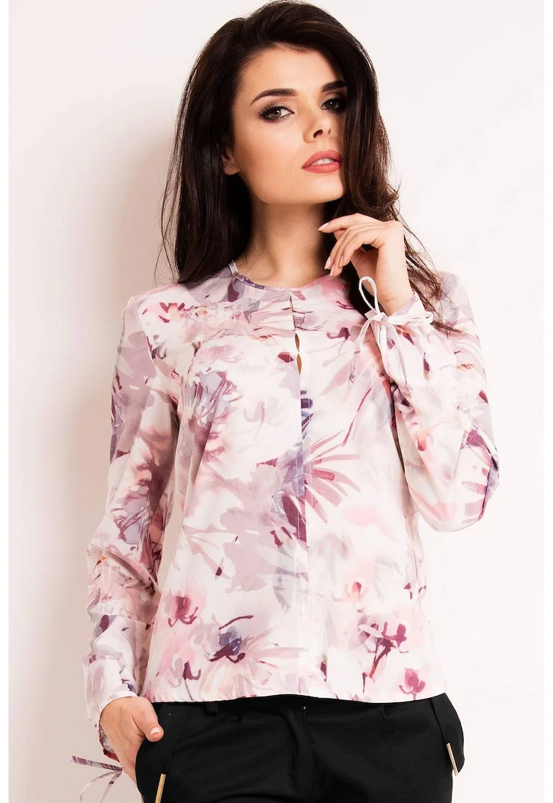 Bluza dama,  Poliester, Alb/Roz