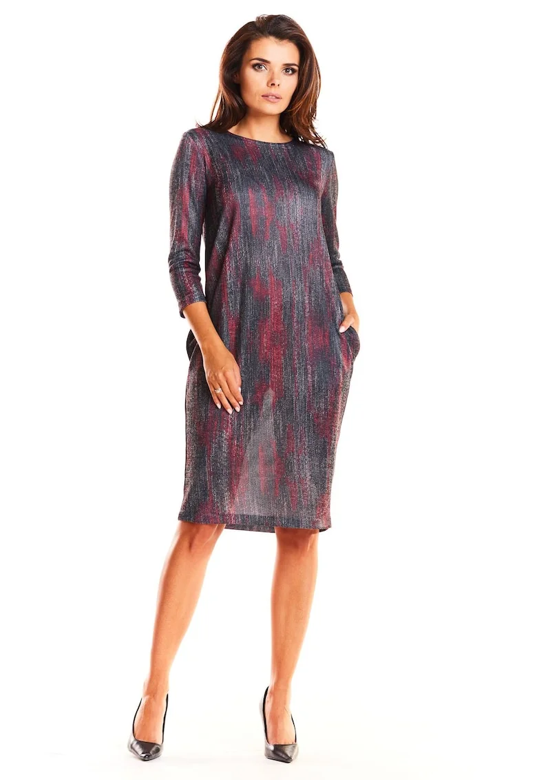 Rochie dama  Poliester, M189, Rosu/Negru