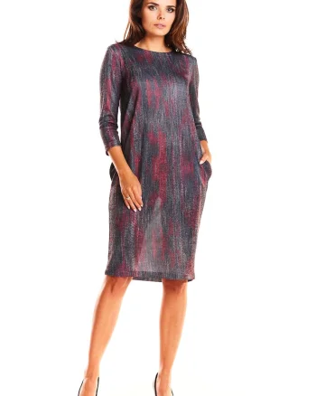 Rochie dama  Poliester, M189, Rosu/Negru