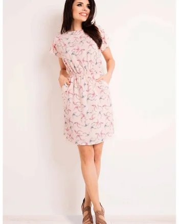 Rochie dama  Poliester, M124 - Pink Birds -
