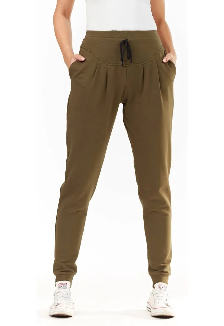Pantaloni dama,  Bumbac/Poliester/Elastan, Kaki