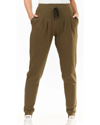 Pantaloni dama,  Bumbac/Poliester/Elastan, Kaki