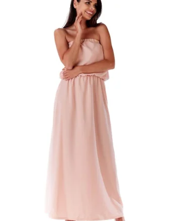 Rochie maxi dama,  Elizabeth, roz pudra