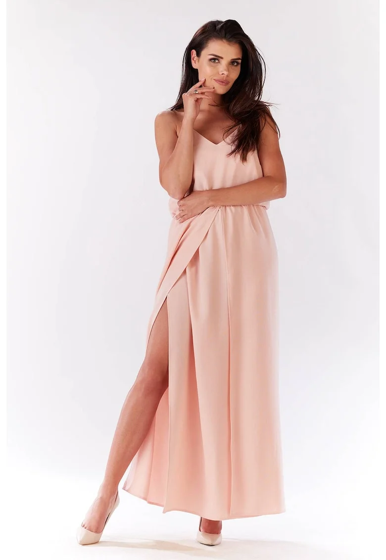 Rochie dama  Poliester, M138 - Roz pudrat -