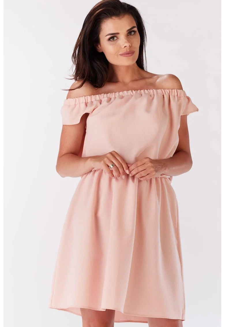 Rochie dama  Poliester, M136 - Roz pudrat -