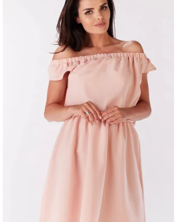 Rochie dama  Poliester, M136 - Roz pudrat -