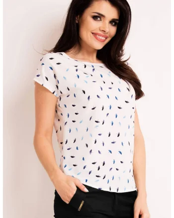 Bluza dama,  Poliester, Alb/Albastru