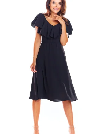 Midi Rochie Maneca scurta, Evazat A304