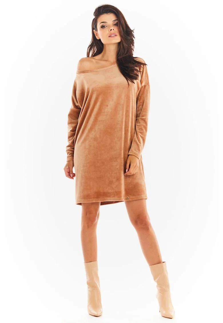 Scurta Rochie Maneca lunga, Casual A370, Bej