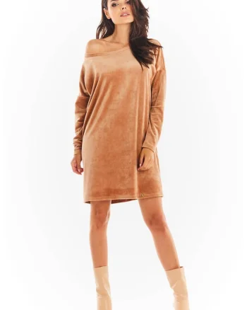 Scurta Rochie Maneca lunga, Casual A370, Bej