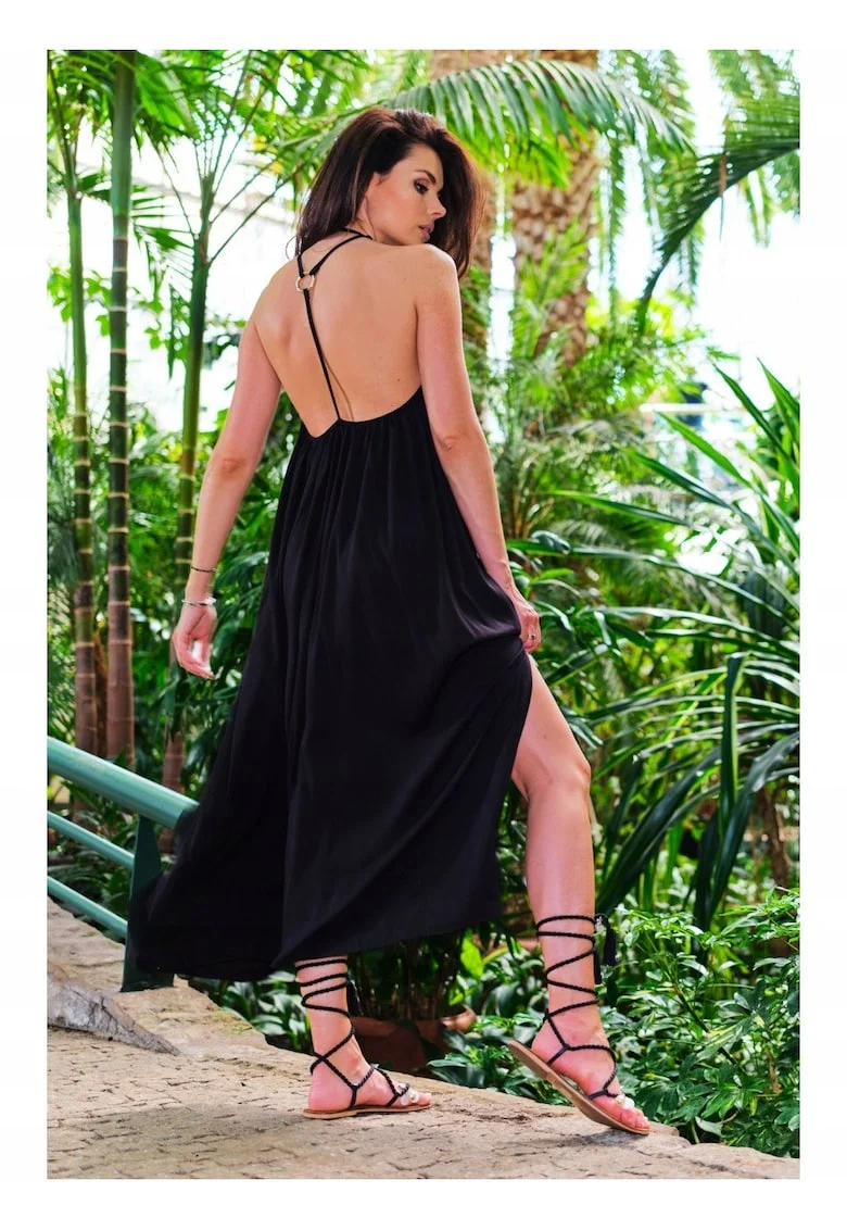 Rochie  Viscoza, Bej, Negru