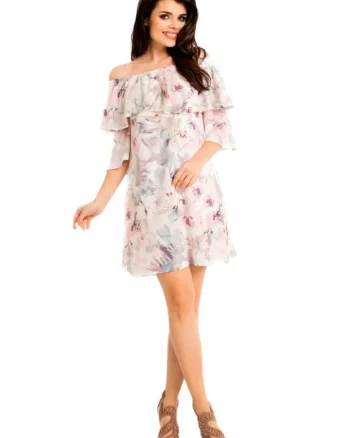 Rochie florală de damă Dechtervudd A167 albă, Alb