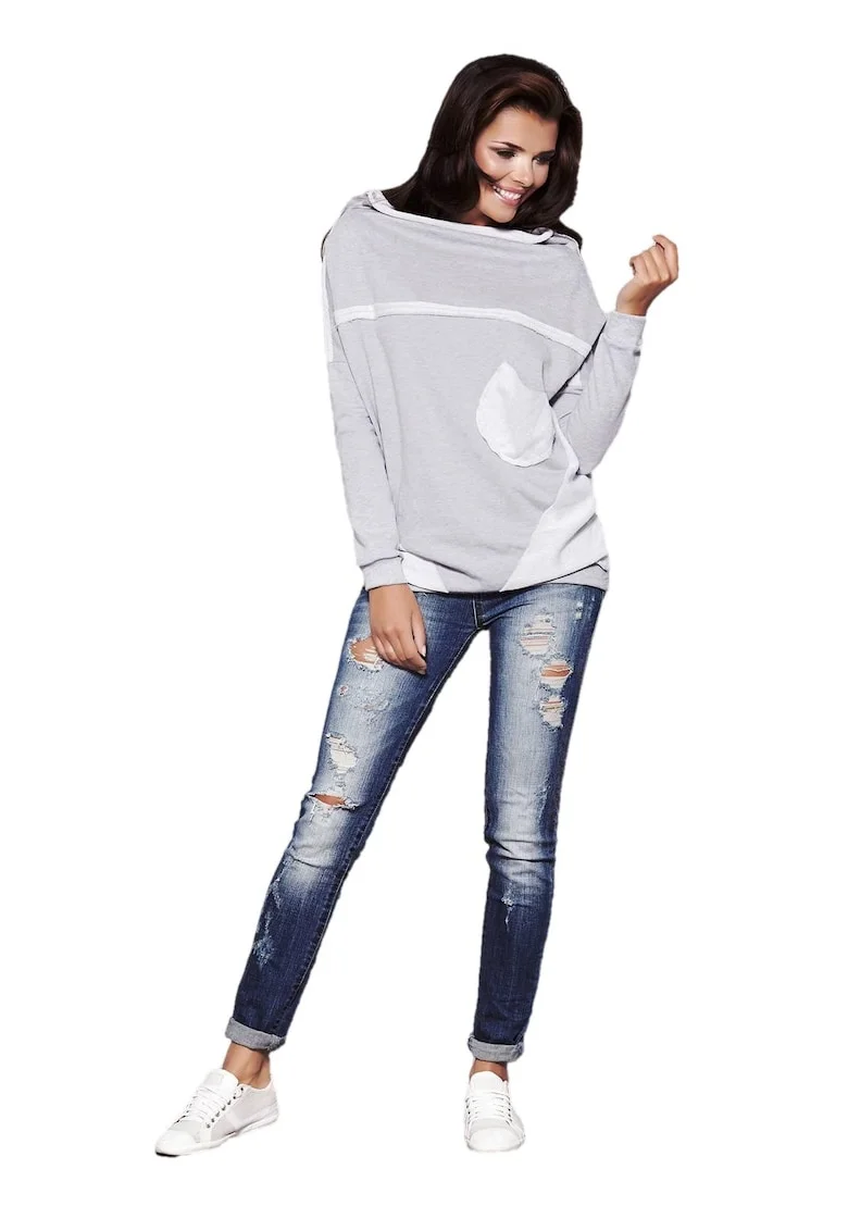 Bluza dama,  Bumbac/Elasan, Gri, Gri
