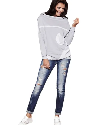 Bluza dama,  Bumbac/Elasan, Gri, Gri