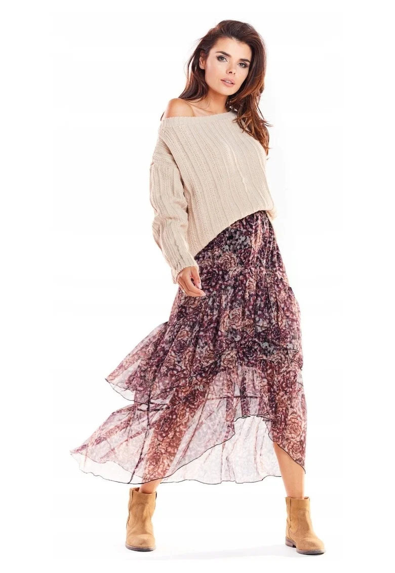 Fusta Midi Floral Casual A331, Multicolor