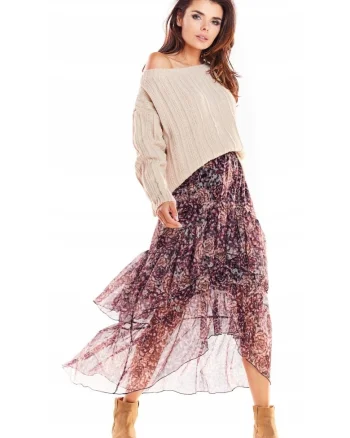 Fusta Midi Floral Casual A331, Multicolor