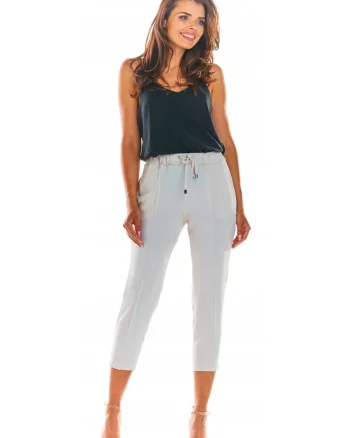 Pantaloni eleganti de dama,  Poliester, Bej
