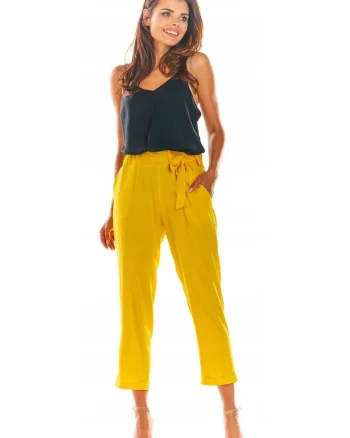 Pantaloni A303 pentru dama  Elastan/Viscoza, Galben