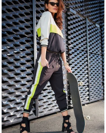 Pantaloni A266 pentru dama  Poliester, Negru/Lime