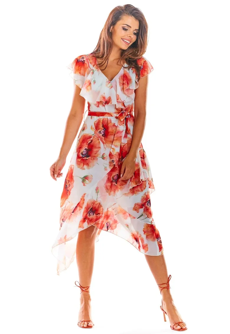 Rochie A308 - Flori rosii