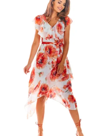 Rochie A308 - Flori rosii
