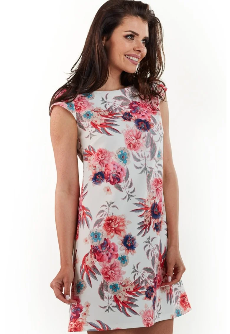 Rochie dama,  Poliester, Alb/Roz, A226