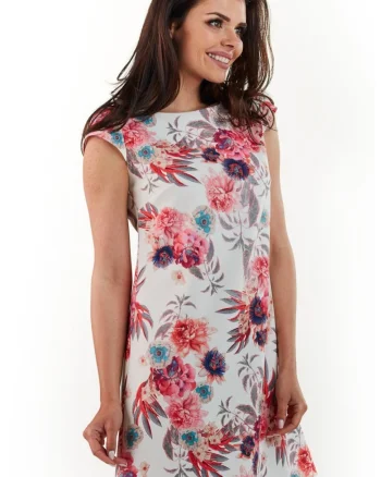 Rochie dama,  Poliester, Alb/Roz, A226