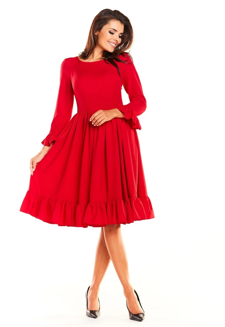 Rochie dama,  Poliester, Rosu, A235
