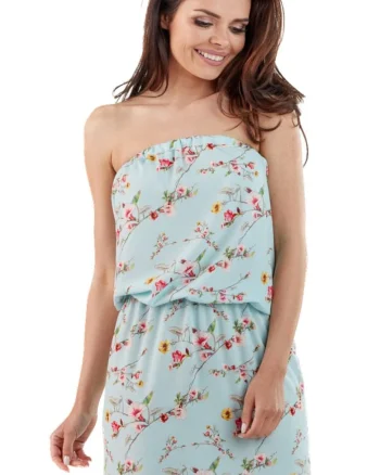 Rochie florala de dama,  Lynene, cer albastru